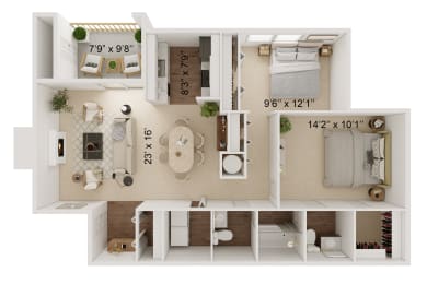 2 beds, 1.5 baths, 1,000 sqft, $1,627
