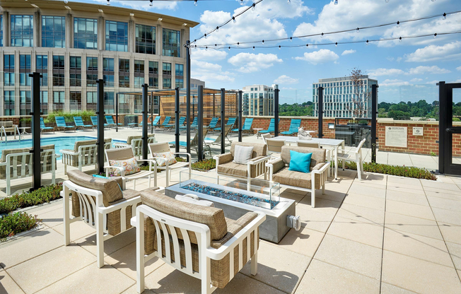 Your new favorite hangout. Unwind in our updated outdoor lounge, complete with cozy fire pits, ambient fairy lights, and plenty of seating for friends.