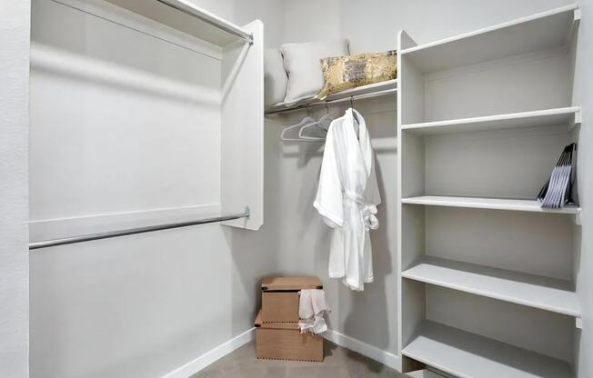 Spacious Walk In Closets with Shelves