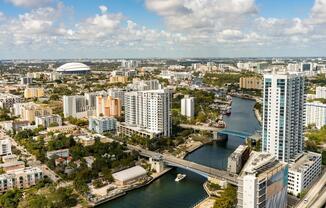 Aerial view of Modera Riverside in Miami, FL.