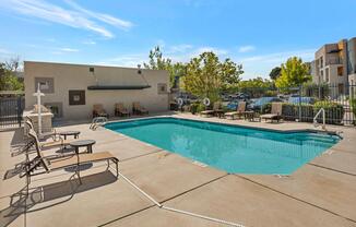 Lounge Chairs Outside on Ladera Vista Apartments Pool Deck