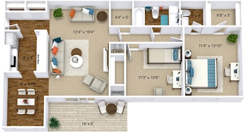 2 beds, 1.5 baths, 1,012 sqft, $1,800
