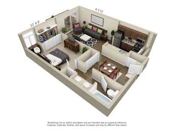 1 bed, 1 bath, 740 sqft, $1,398