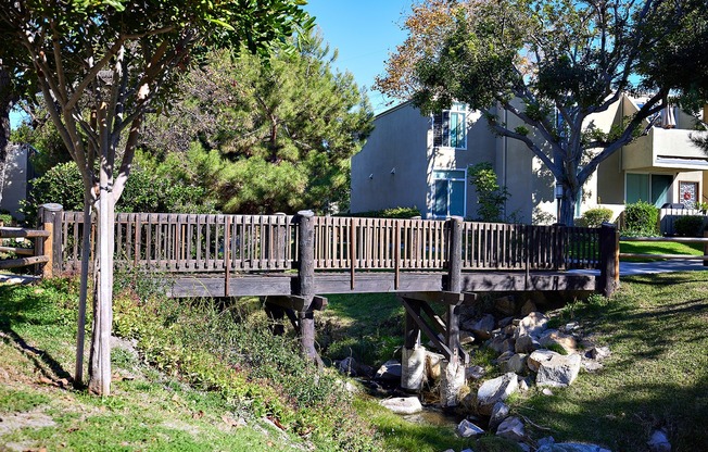 Bridge over picturesque creek at Creekwood Villas