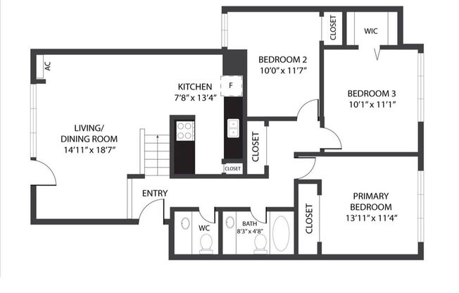 3 beds, 1.5 baths, 1,050 sqft, $1,730, Unit 4586-3