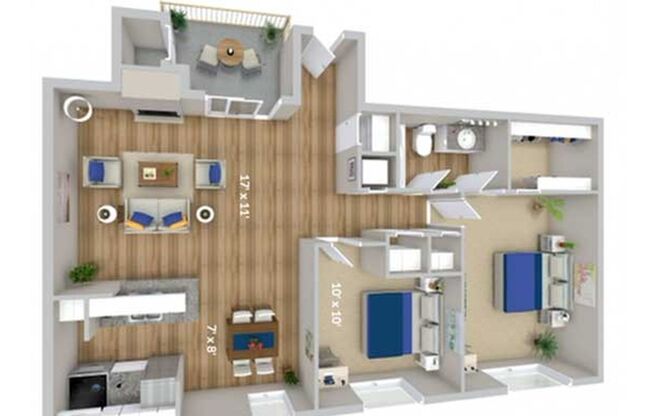 2 beds, 1 bath, 787 sqft, $1,250, Unit A-206