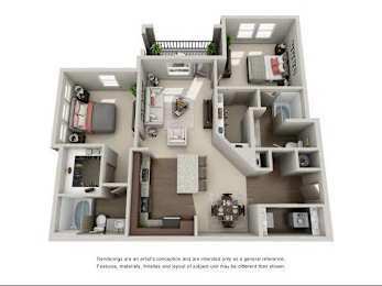 2 beds, 2 baths, 1,171 sqft, $1,673