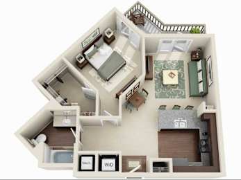 1 bed, 1 bath, 733 sqft, $1,481