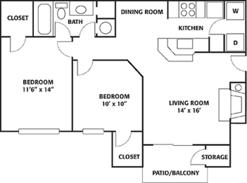 2 beds, 1 bath, 912 sqft, $1,682