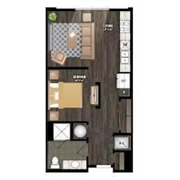 Studio, 1 bath, 602 sqft, $1,416