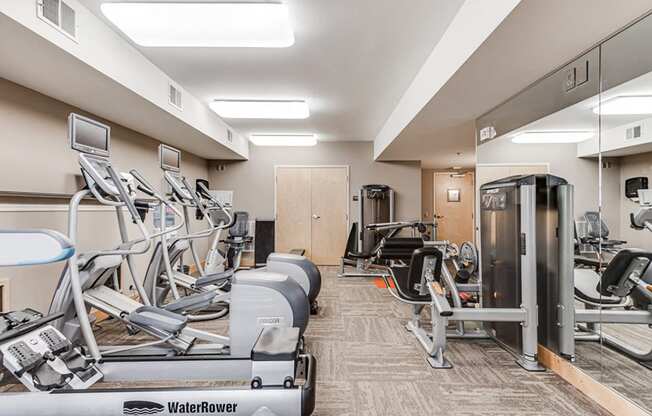 Fitness room with various equipment