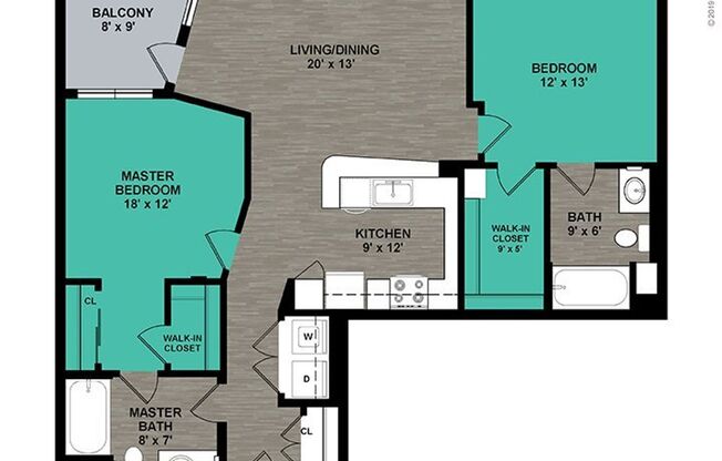 2 beds, 2 baths, 1,072 sqft, $3,440, Unit 525
