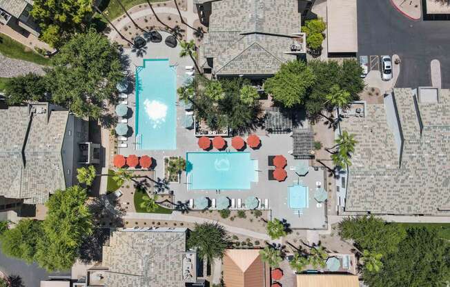 arial view of the resort style community of lazo apartments in chandler, az