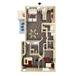 2 beds, 2 baths, 1,080 sqft, $1,415