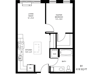 1 bed, 1 bath, 618 sqft, $1,725