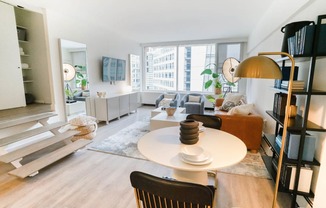 Living Room with coffee table at 21 E Chestnut, Chicago, Illinois