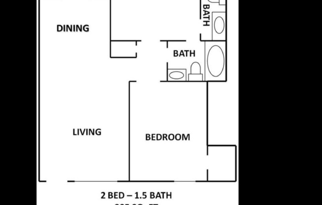 2 beds, 1 bath, 905 sqft, $1,100