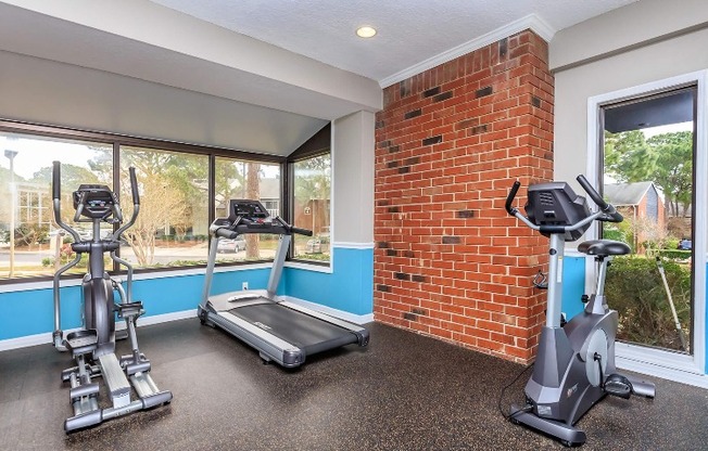 Fitness center at apartments in Clearwater, FL.