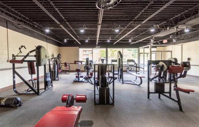 This is a photo of the fitness center at Aspen Village Apartments in Cincinnati, OH.