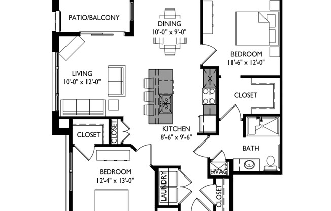 2 beds, 1 bath, 1,050 sqft, $1,351