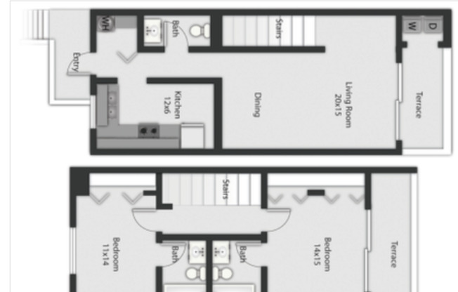 2 beds, 2.5 baths, 1,340 sqft, $1,795, Unit Unit 401