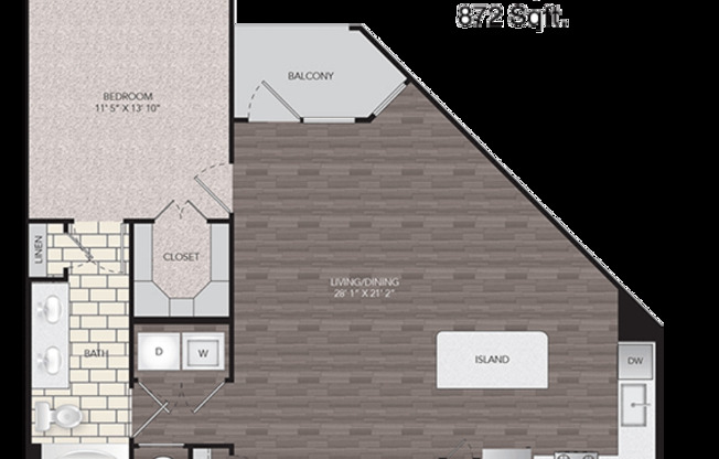 1 bed, 1 bath, 872 sqft, $1,632