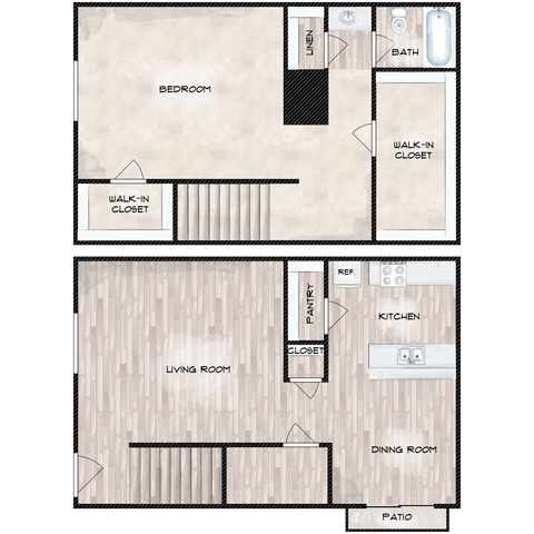 1 bed, 1 bath, 832 sqft, $708