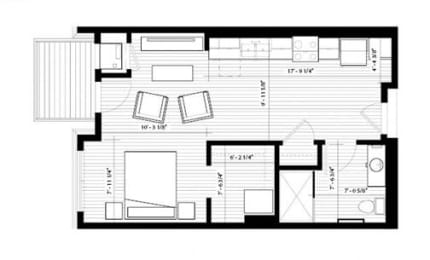Studio, 1 bath, 523 sqft, $1,370