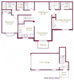 2 beds, 2 baths, 1,253 sqft, $1,789