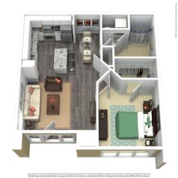 1 bed, 1 bath, 722 sqft, $2,574