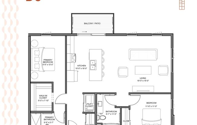 2 beds, 2 baths, 1,152 sqft, $1,955, Unit 202