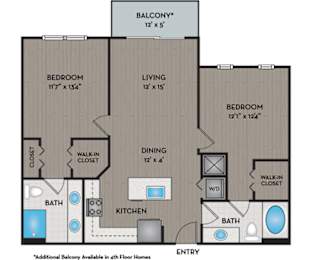 2 beds, 2 baths, 1,051 sqft, $2,455