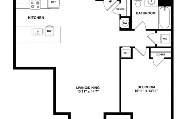1 bed, 1 bath, 775 sqft, $2,300