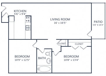 2 beds, 1 bath, 832 sqft, $1,903