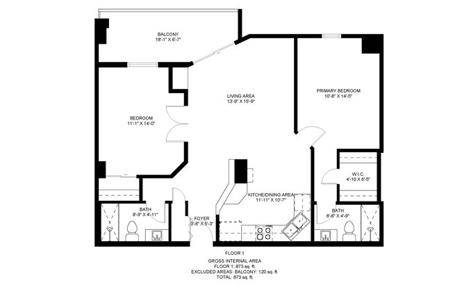 2 beds, 2 baths, 873 sqft, $1,810, Unit 601 W 11th Ave