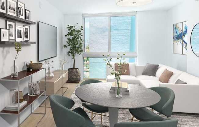 Living room view at Douglas Enclave located in Miami, Florida