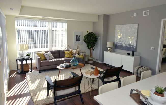 Living room area at 1500 Nicollet Apartment Homes, Minneapolis, MN, 55403