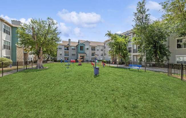 Community Dog Park with Agility Equipment at Essence Apartments in Dallas, TX.