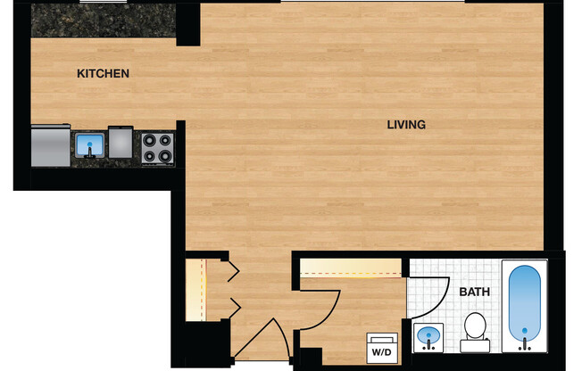 Studio, 1 bath, 469 sqft, $1,995, Unit 0202