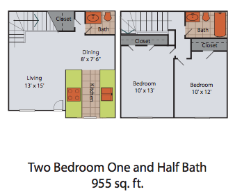 2 beds, 1.5 baths, 955 sqft, $890, Unit 007