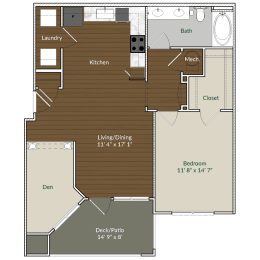 1 bed, 1 bath, 822 sqft, $1,332