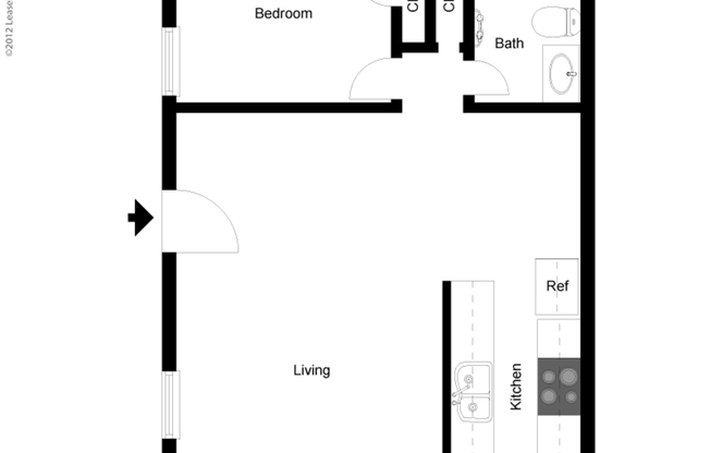 1 bed, 1 bath, 645 sqft, $905