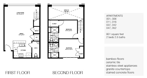 2 beds, 2.5 baths, 952 sqft, $1,499
