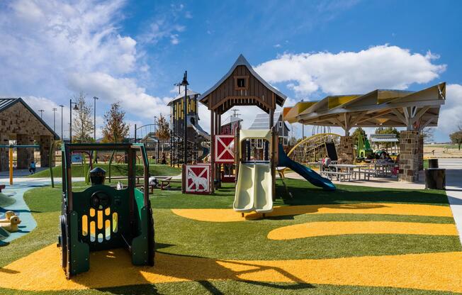 Old Celina Park offers a colorful playground, shaded seating, and open green space, creating a favorite spot for outdoor play and neighborhood gatherings.
