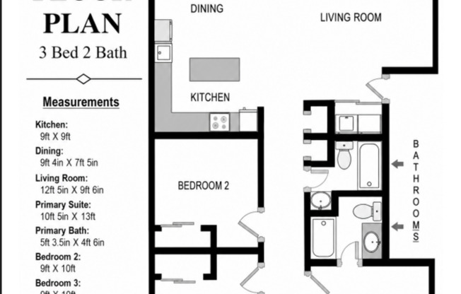 3 beds, 2 baths, 1,044 sqft, $1,995, Unit 224