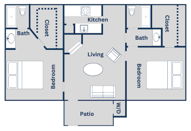 2 beds, 2 baths, 837 sqft, $990