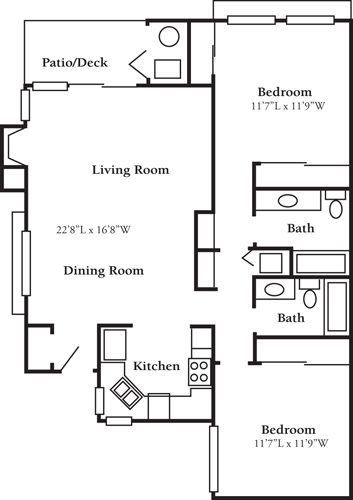 2 beds, 2 baths, 1,108 sqft, $3,999, Unit 357