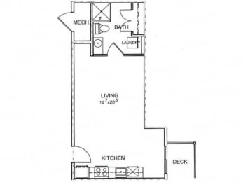 Studio, 1 bath, 462 sqft, $1,215