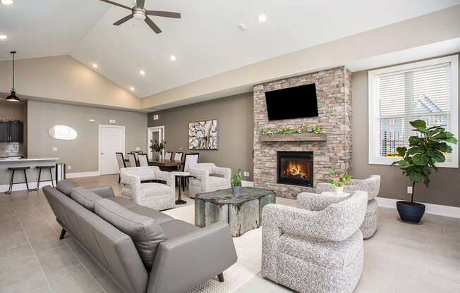 Clubhouse with Fireplace at Meadowbrooke Apartment Homes in Grand Rapids, MI 49512