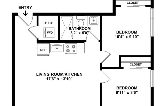 2 beds, 1 bath, 572 sqft, $2,525